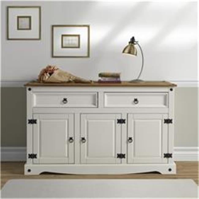 Corona Snow Rustic Pine Buffet Sideboard with Honey Pine Top
