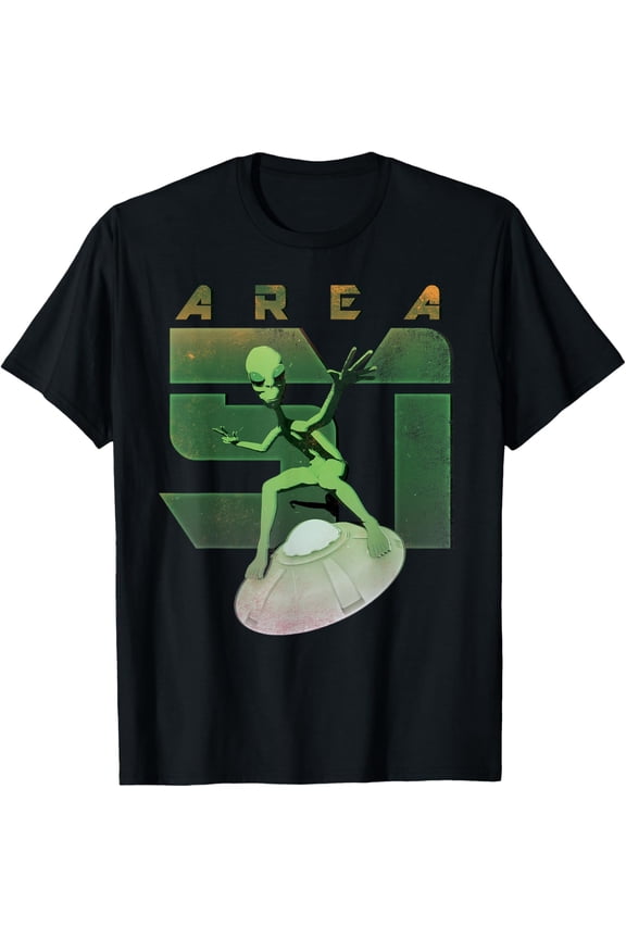 51 Area Alien UFO Green Man Flying Saucer Space Graphic T-shirt