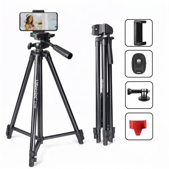 51" Camera Tripod Stand, Versatile Phone & iPad Tripod with Wireless Remote for Selfie/Video Recording/Photo/Live Stream/Vlog