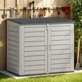thumbnail image 1 of 51 Cu Ft Outdoor Storage Shed, Resin Storage Cabinet with Door & Lock, Multi-Purpose Outdoor Shed for Garbage Cans, Garden Tools, Bikes, Easy to Assemble, Gray, 1 of 8