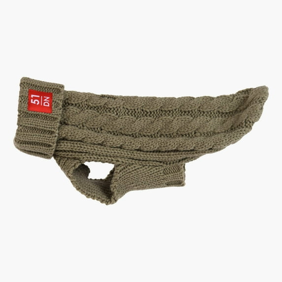 51 Degrees North Cable Sweater Cosy, Autumn Sweater for Dogs, Knit Wool Construction, Charming Turtle Neck Collar, Comfort & Style, Taupe, Easy On/Off, 32 cm (12.6 in.)