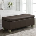 thumbnail image 1 of 51" Faux Leather Storage Ottoman Bench with Wooden Legs, Tufted Upholstered Seat, Sturdy & Spacious for Bedroom, Entryway, Living Room, Brown, 1 of 10