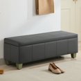 thumbnail image 1 of 51" Faux Leather Storage Ottoman Bench with Wooden Legs, Tufted Upholstered Seat, Sturdy & Spacious for Bedroom, Entryway, Living Room, Dark Gray, 1 of 9