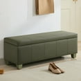 thumbnail image 1 of 51" Faux Leather Storage Ottoman Bench with Wooden Legs, Tufted Upholstered Seat, Sturdy & Spacious for Bedroom, Entryway, Living Room, Green, 1 of 10