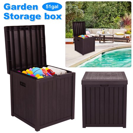 51 Gallon Deck Box Storage Container Box for Patio Furniture, Outdoor Cushion, Garden Tool and Sports Equipment with Lockable Lid