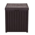 thumbnail image 1 of 51 Gallon Plastic Yard Storage Box with Lockable Seat, Outdoor Storage Deck Box Chest for Backyard, Porch, Patio, Garden, All-Weather Storage Container for Tools, Toys, Brown, 1 of 7