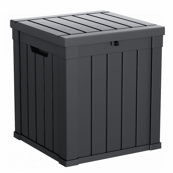 51 Gallon Weather Resistant Outdoor Storage Box with Lockable Lid, Heavy Duty Resin Deck Storage Chest, Multifunctional Storage Bench for Yard, Pool, Porch, Balcony & Garage Use