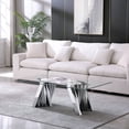 thumbnail image 1 of 51" Glass Coffee Table with Rectangular Tempered Glass Top & Flash-Shaped Irregular Stainless Steel Base, Central Table, Cocktail Table, Tea Table for Living Room, Office., 1 of 6