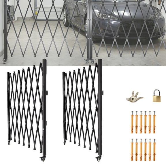 51" H x 156" W Folding Security Gate, Steel Accordion Security Gate with Padlock and Casters, Retractable Traffic Fence for School Campus