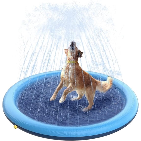 51 Inch Inflatable Dog Sprinkler Splash Pad, 2-in-1 Wading Pool Dog Water Toy for Outdoor Backyard Summer Cooling Play