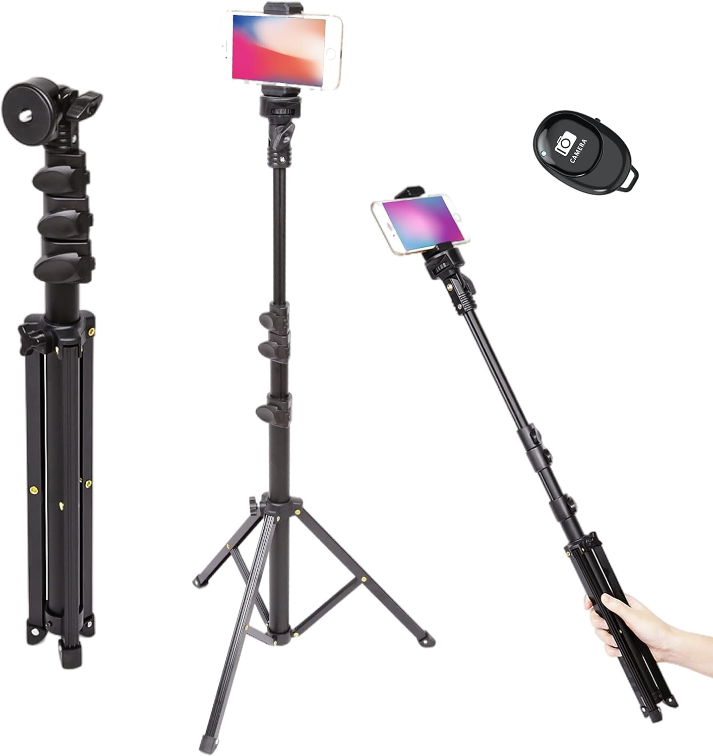 51 Inch Stick Tripod With Wireless Remote, Compatible With Smartphones