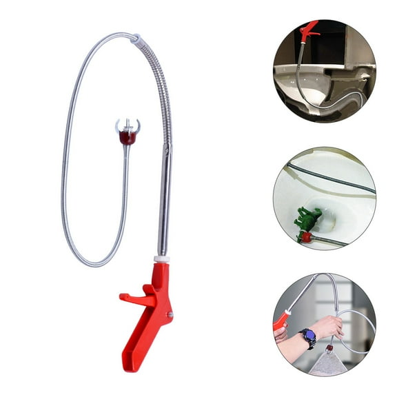 51 Inch Toilet Snake Drain Auger Cleaner Tool, Stainless Steel Telescoping Rod for Pick/Grab Objects Clogged in Toilet Pipes/Drain