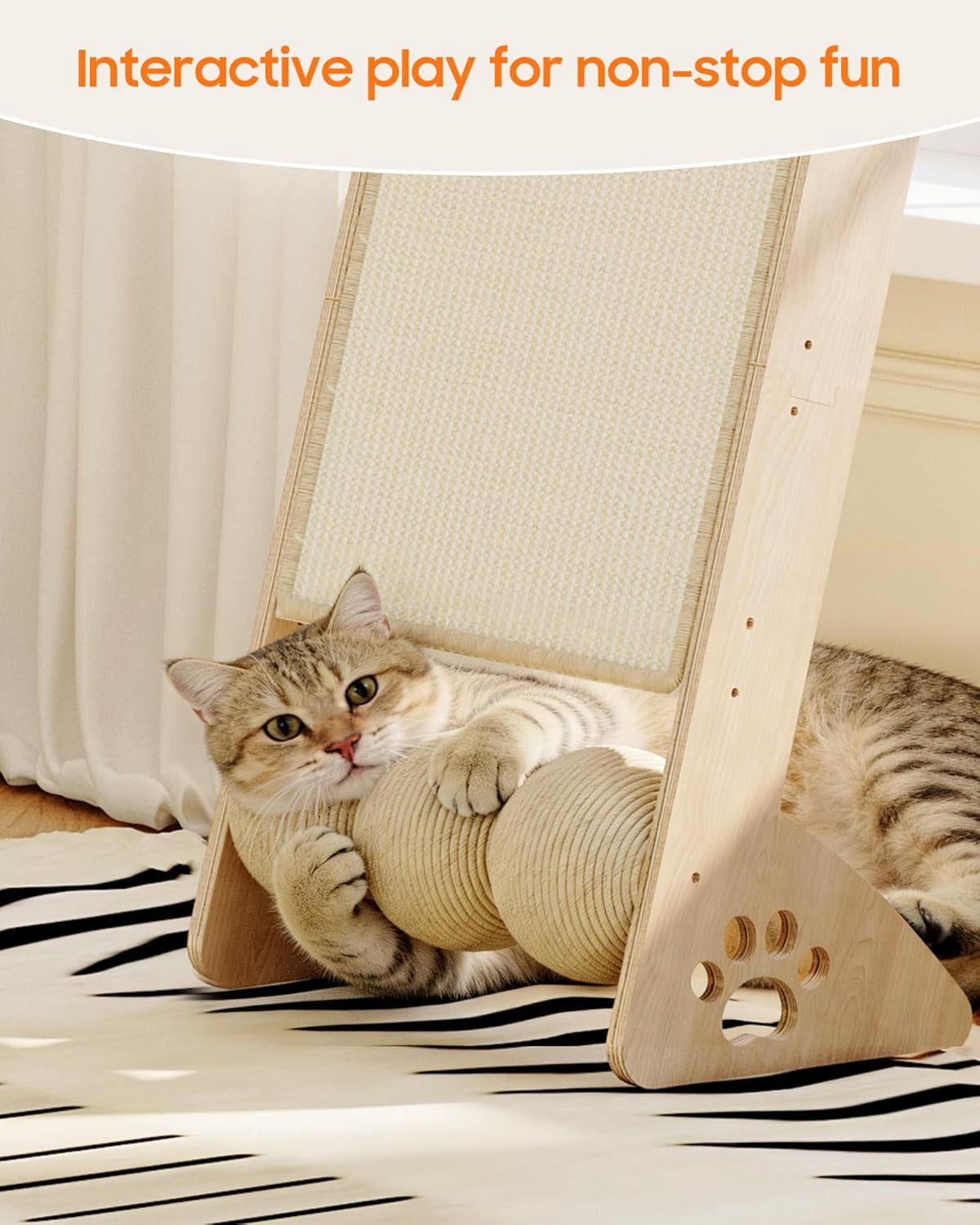 51 Inch  Window Perch with Sisal Pad -Wide Scratcher Suction Cups Hammock Ladder for Sleeping Playing Watching Birds