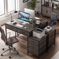 thumbnail image 1 of 51" Industrial Computer Desk with 5 Drawers & Printer Stand, Home Office Desk Study Desk，Oak, 1 of 9
