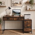 thumbnail image 1 of 51" Industrial Computer Desk with 5 Drawers & Printer Stand, Home Office Desk Study Desk,Rustic Brown, 1 of 9