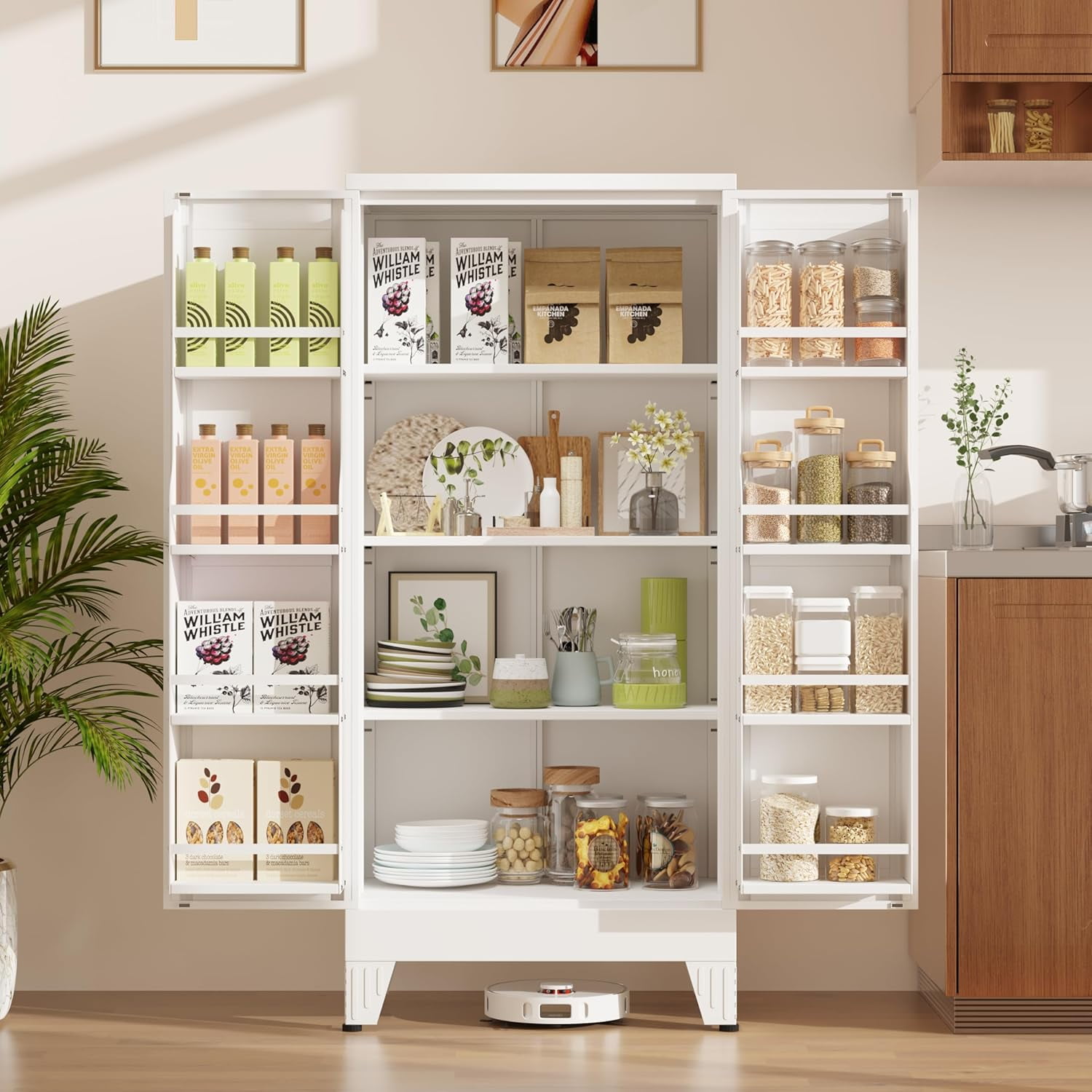 51'' in Kitchen Pantry Storage Cabinet,Freestanding Pantry Cabinet with ...