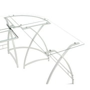 51"L-shaped Computer Desk in Clear Glass White