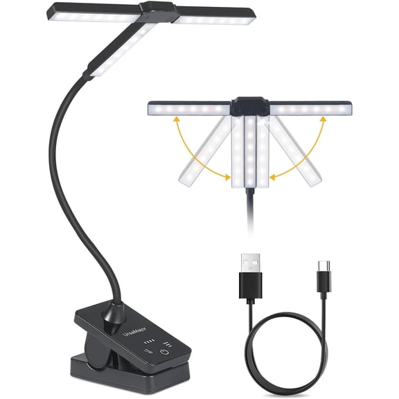 51 LED Music Stand Light, Folding Rechargeable Clip on Light, Portable Professional Piano Lamp, 4 Color& 3 Brightness Book Light, Perfect for Musician, Artist, Reading, Crafts