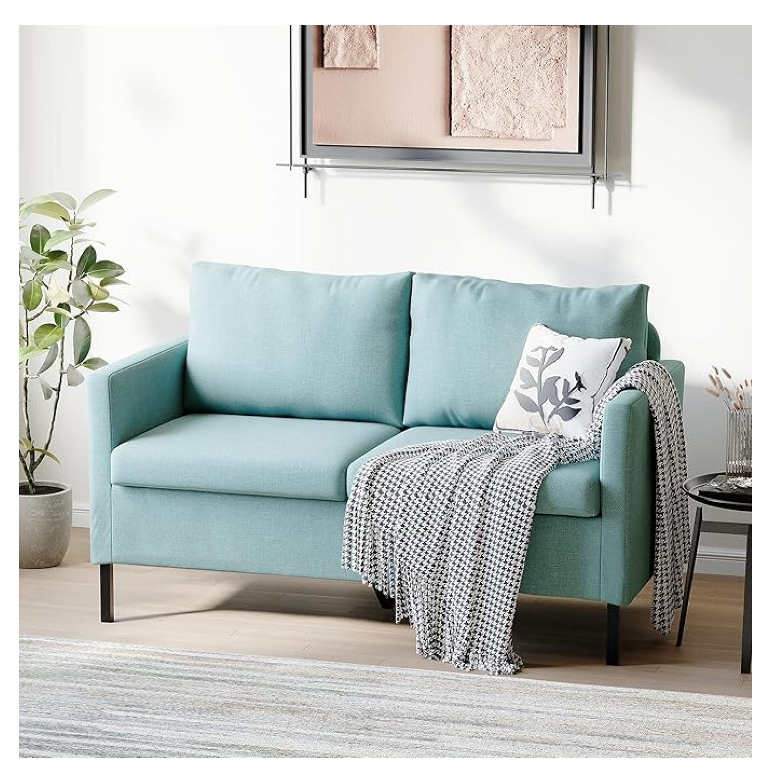 51" Loveseat Sofa, Linen Upholstered Modern Couch for Living Room, 2 ...