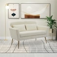 thumbnail image 1 of 51" Loveseat Sofa, Modern Boucle Upholstered Two-Seater Sofa with 2 Throw Pillows and Gold Metal Legs, Comfy Love Seat Sofa Chair for Living Room Apartment and Small Space, Ivory, 1 of 7