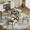 thumbnail image 1 of POVISON-51"Modern Round Glass Dining Table for 4, Tempered Glass Circle Dining Room Table for Kitchen, Transparent Glass Kitchen Table, Bronze X Carbon Steel Base, 1 of 8