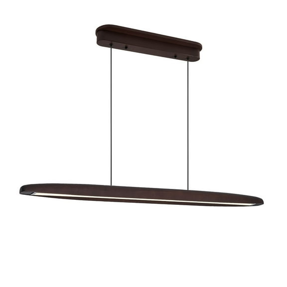 51" Modern Wooden LED Pendant Light with Remote - Adjustable Dimmable Hanging Light for Dining Room, Kitchen Island & Living Room (Walnut Finish)