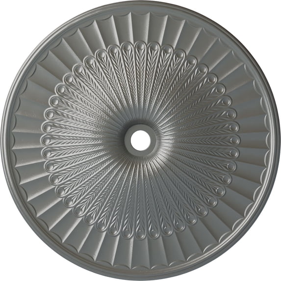 51"OD x 3 5/8"ID x 3 3/8"P Galveston Ceiling Medallion (Fits Canopies up to 5 7/8"), Hand-Painted Silver