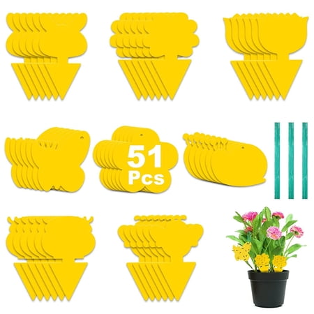 51 Pcs Fly Dual-Sided Yellow Sticky Bug Plant Fly Insect Glue Sticky Boards for Flies Aphids Fruit Fly Indoor Outdoor