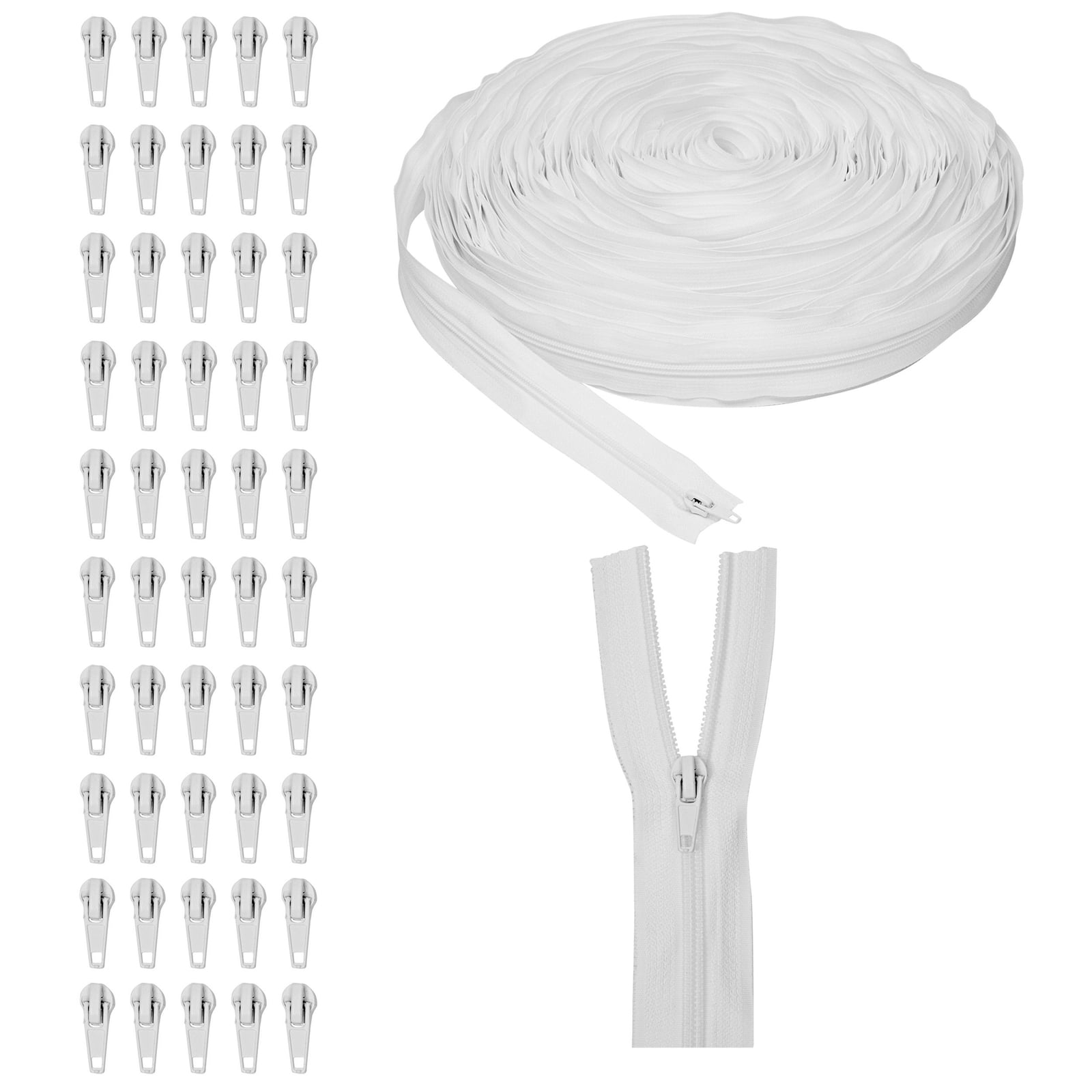 51Piece Nylon 5 Coil Zippers Set, 50 Yards of 1.3Inch Wide of Nylon