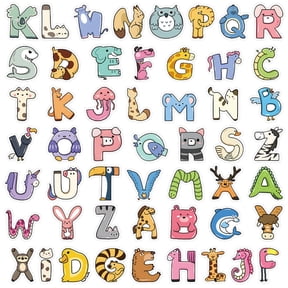 51 Pieces Cute Zoo Animal Alphabet Stickers - Cartoon Style Letter Stickers with Zoo Animals, Decorative Stickers for Multiple Uses - For Sticker Book Decoration, Fridge Decor, Kids Crafts, Scrapbook