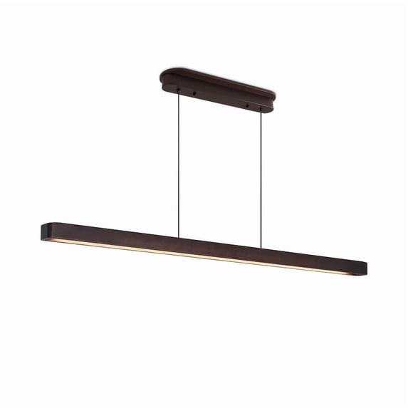 51" Premium Walnut Wood LED Pendant Light - Remote Controlled Adjustable Hanging Fixture for Dining Room, Kitchen Island & Living Room
