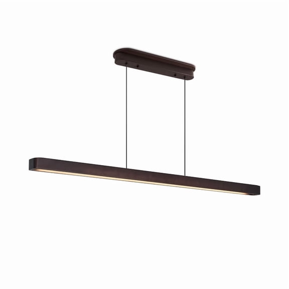 51" Premium Walnut Wood LED Pendant Light - Remote Controlled Adjustable Hanging Fixture for Dining Room, Kitchen Island & Living Room