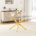 thumbnail image 1 of 50" Rectangular Glass Dining Table for 4-6 People, Modern Tempered Glass Kitchen Table with Irregular Stainless Steel Legs, Dining Table for Small Space, Apartment, Home Office, 1 of 7