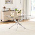 thumbnail image 1 of 50" Rectangular Glass Dining Table for 4-6 People, Modern Tempered Glass Kitchen Table with Irregular Stainless Steel Legs, Dining Table for Small Space, Apartment, Home Office, 1 of 6