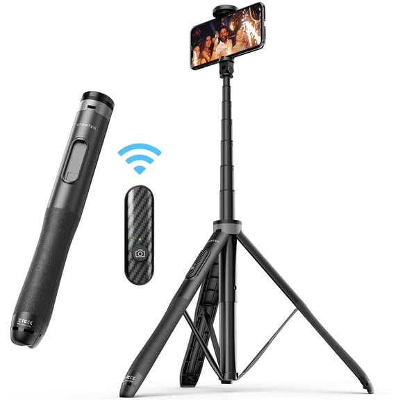 51" Selfie Stick Tripod, All in One Extendable Phone Tripod Stand with Bluetooth Remote 360 Rotation for iPhone and Android Phone Selfies, Video Recording, Vlogging, Live Streaming, Black