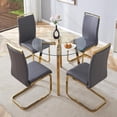 thumbnail image 1 of 42“ Small Glass Dining Table Set for 4,0.31”Thick Tempered Glass Table Top with 4 Chrome Plate Metal Legs,4 PU Leather Dining Chairs,Modern Kitchen Dinner Room Table Set,for Kitchen Room, 1 of 8