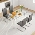 thumbnail image 1 of 51“ Small Glass Dining Table Set for 4,0.31”Thick Tempered Glass Table Top with 4 Chrome Plate Metal Legs,4 PU Leather Dining Chairs,Modern Kitchen Dinner Room Table Set,for Kitchen Room, 1 of 6