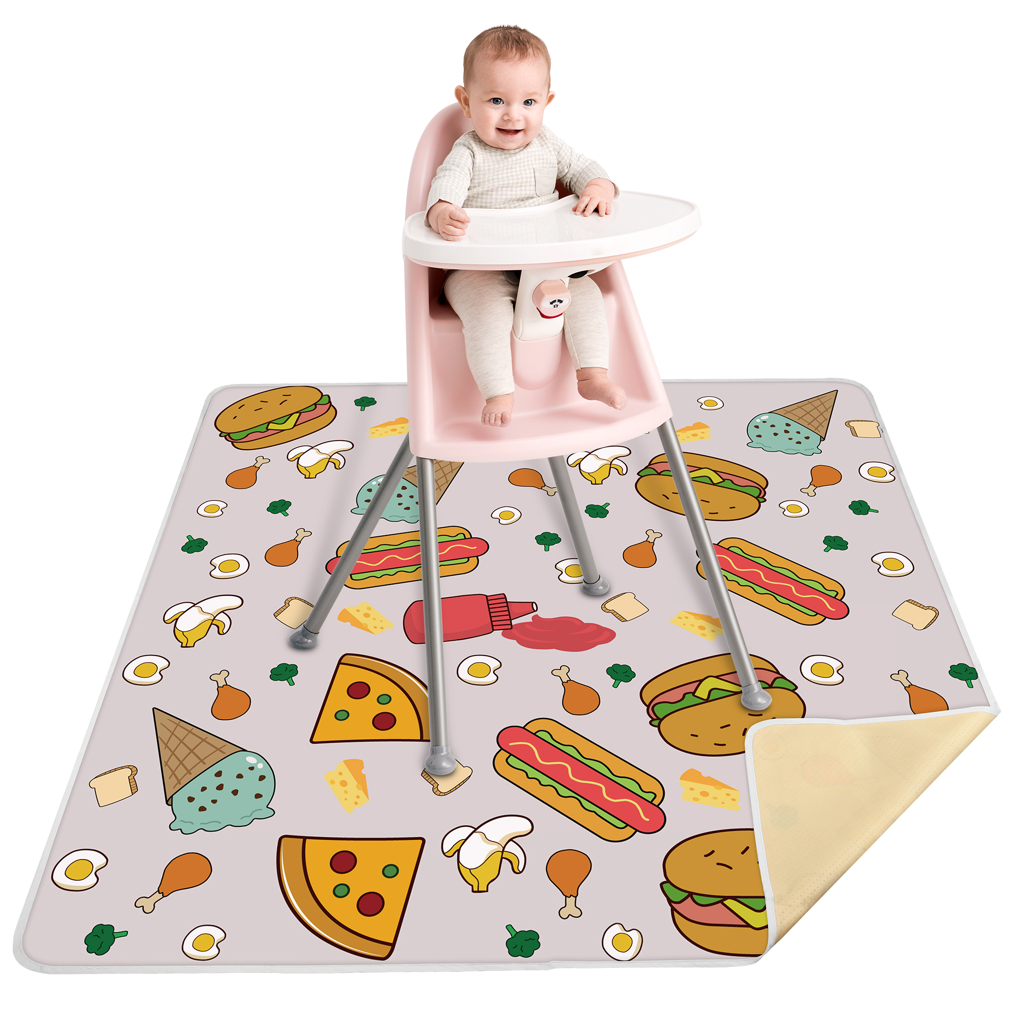 Plastic Splat Mat for Baby, Easy Cleaning Vinyl Floor Mat for Eating