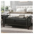 thumbnail image 1 of 51”Storage Benches, Queen Size Faux Leather Bed with Tufted Button, Upholstered with Rolled Arm and Vintage Rivets for Foot of Bed, Living Room, Entrance，Black, 1 of 3