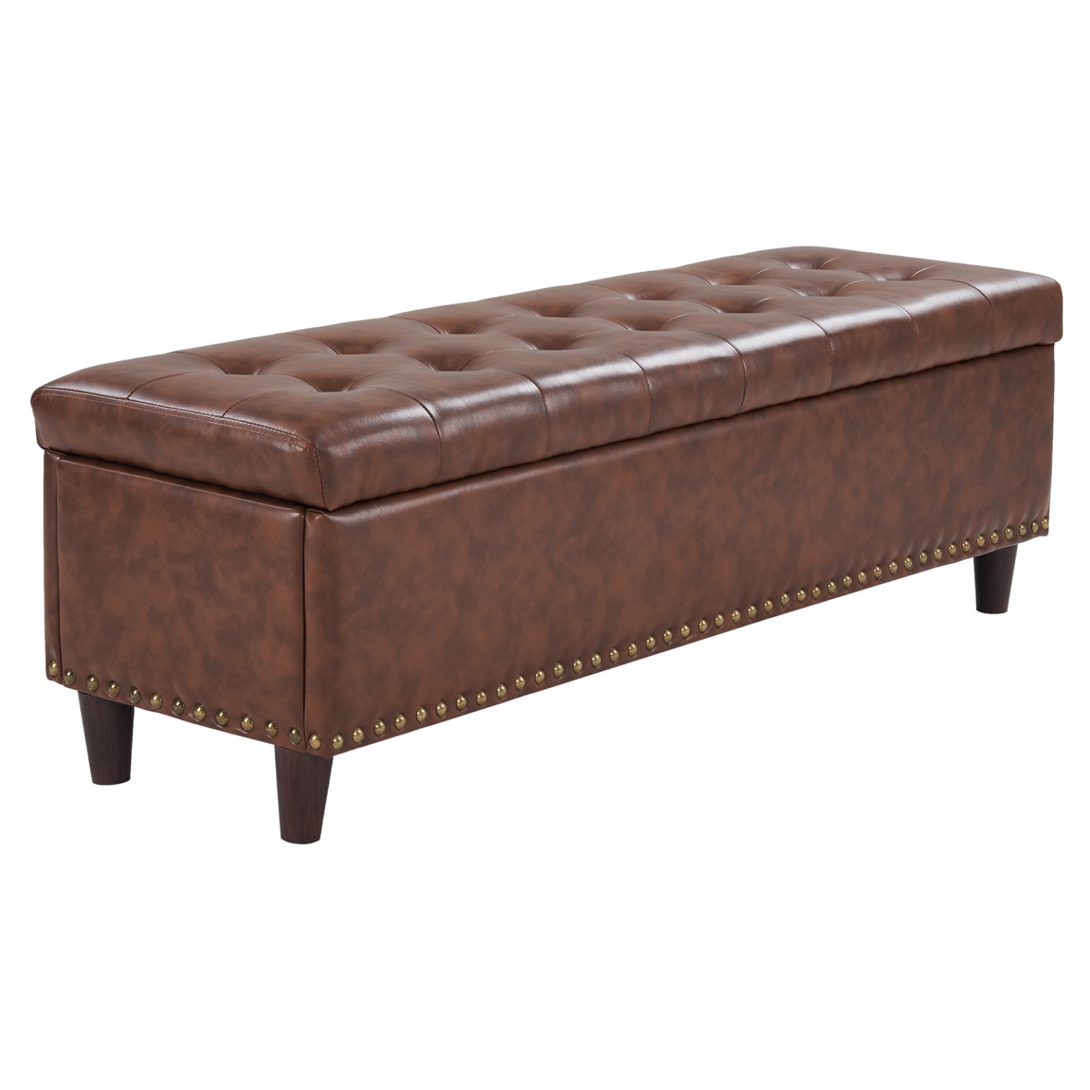 51'' Storage Ottoman Bench, Bedside Stool Footstool with Safety Hinge