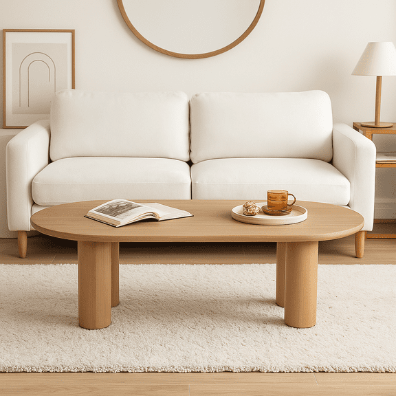 51'' Tapered Tabletop Coffee Table (NATURAL WOOD)