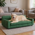 thumbnail image 1 of 51" XL Dog Bed Couch, Elevated Large Dog Sofa with Backrest and Armrests, Soft Memory Foam Extra Large Pet Bed with Removable Cushion, Durable Linen Pet Couch Furniture, Green, 1 of 16