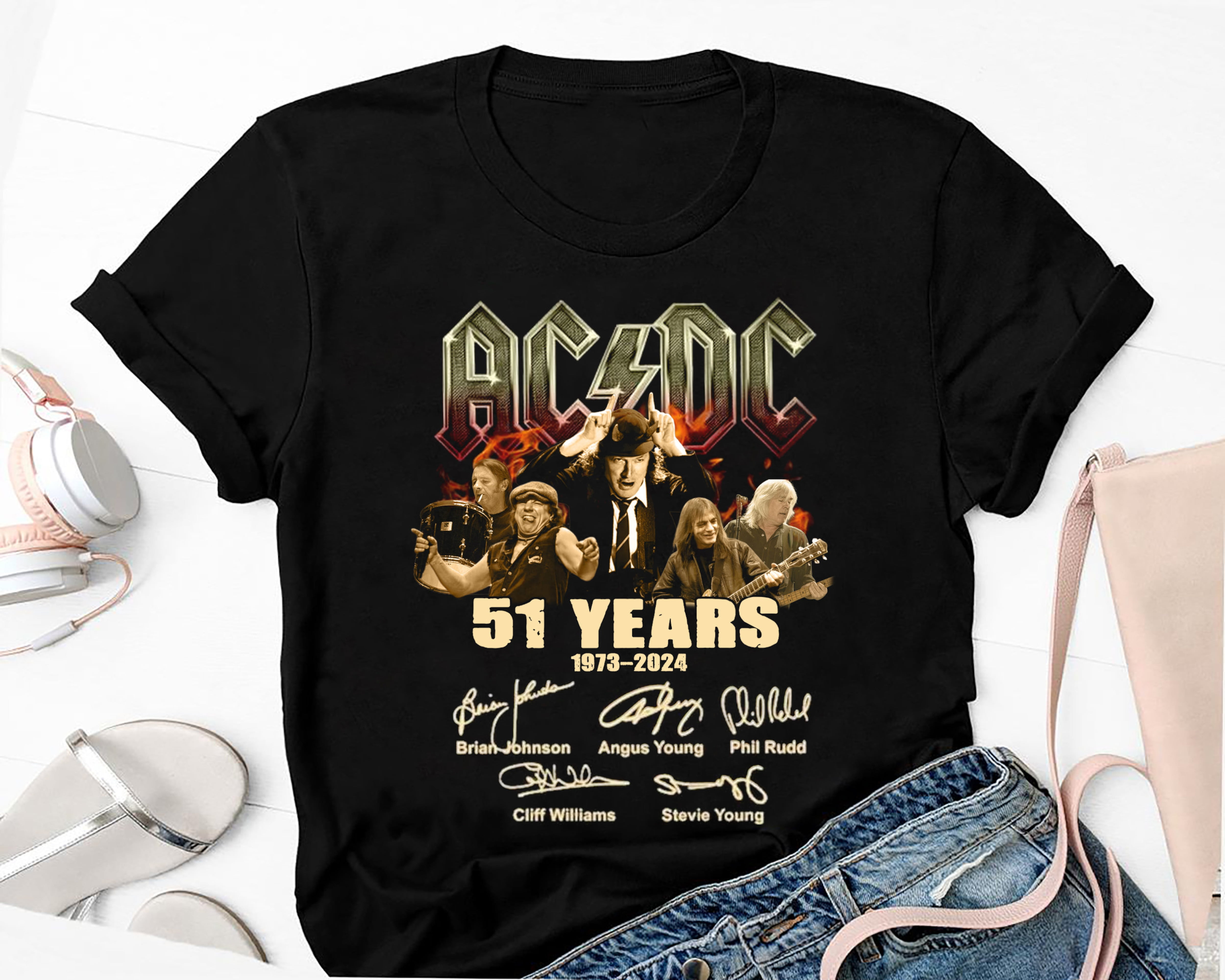 51 Years Ac/Dc 19732024 Shirt, Tour 2024 Shirt, Signature Acdc Rock