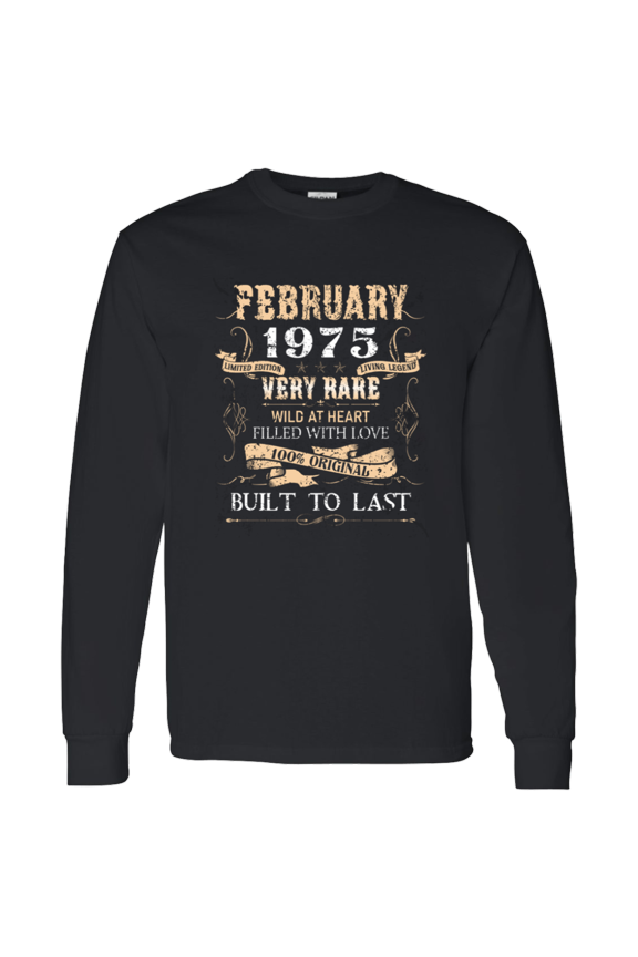 51 Years Old 51St Birthday Vintage February 1975 Long Sleeve Shirt