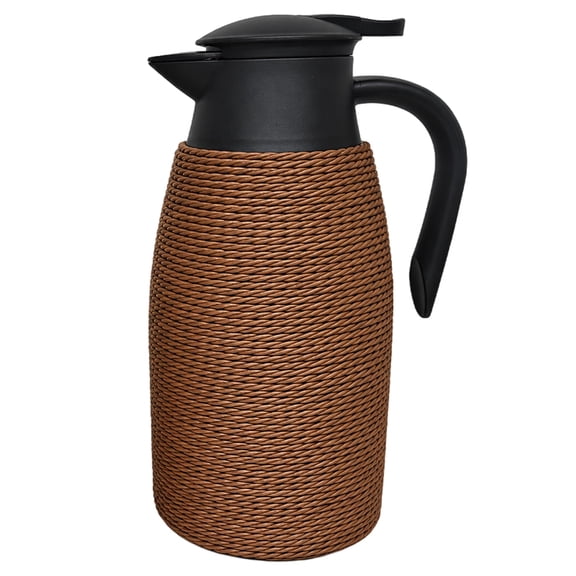 51 fl oz / 1500 ml Insulated Stainless Steel Thermal Carafe, Paper Rope Carafe with 304 Interior, Brown Double Walled Vacuum Water Jug for Home Office Kitchen Party