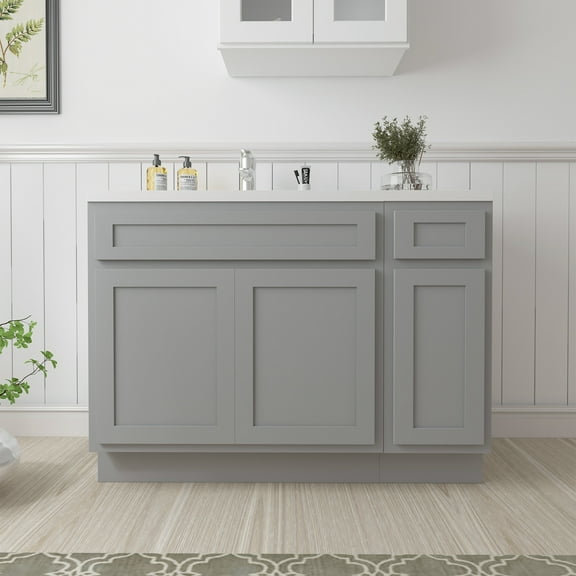 51 in. W x 21 in. D x 32.5 in. H Bath Vanity Cabinet without Top in Gray