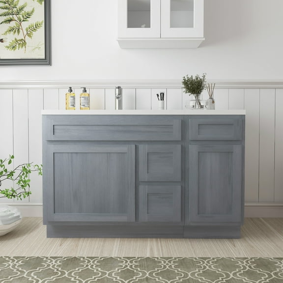 51 in. W x 21 in. D x 32.5 in. H Bath Vanity Cabinet without Top in Silver