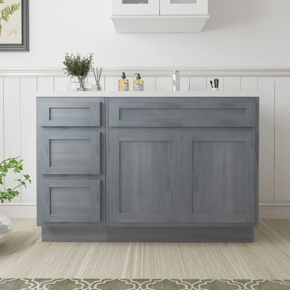 51 in. W x 21 in. D x 32.5 in. H Bath Vanity Cabinet without Top in Silver