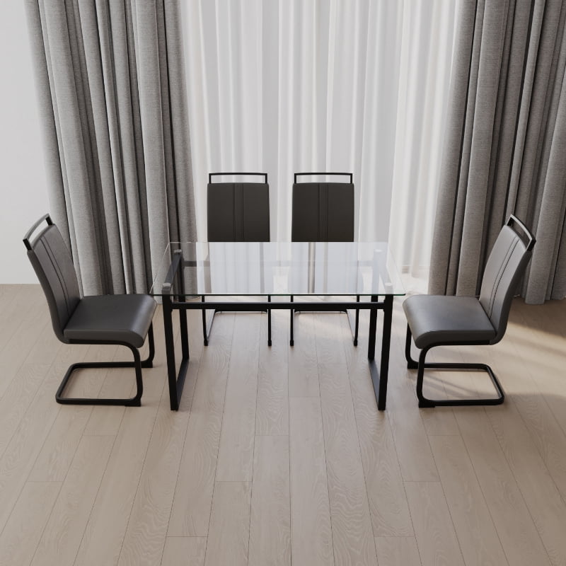 51 inch Glass Dining Table Set for 4 Dining Table & Chair Sets with ...