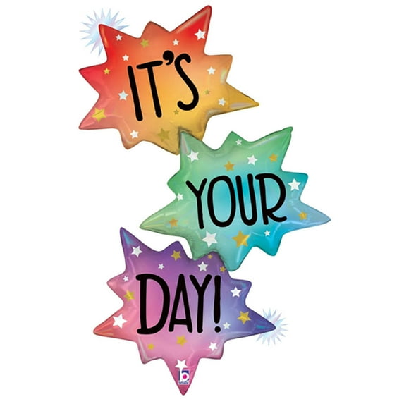 51 inch Opal It's Your Day Burst Foil Mylar Balloon - Party Supplies Decorations